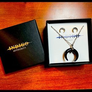 Indigo Authority Crescent Moon and Earring Set